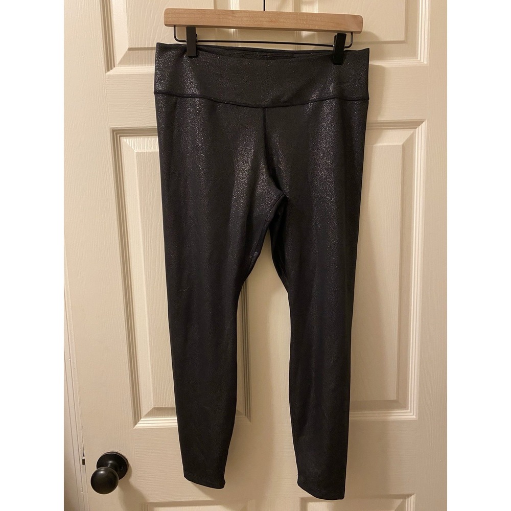 Nike Leggings Womens Large Black Sparkle Dri-Fit One 7/8 Length Gym Training